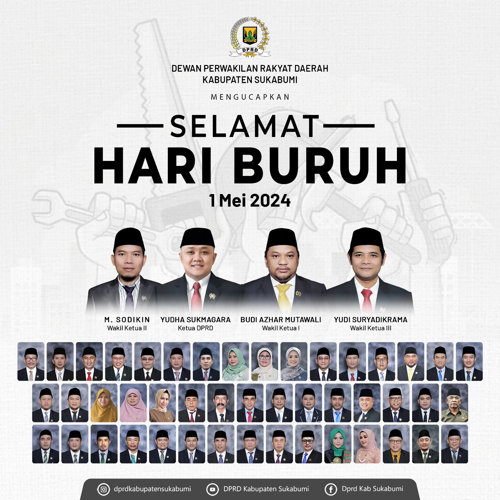 Momentum Hari Buruh Internasional, DPRD Sukabumi Ucapkan Selamat,  Simak Begini Pesan Ketua DPRD