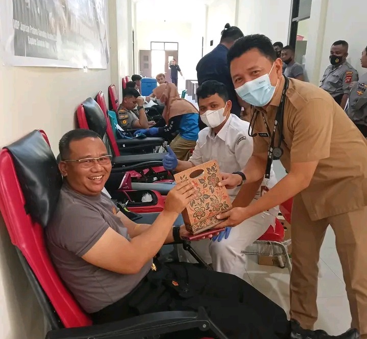 PMI Gorontalo Utara Partisipasi Dalam HUT Bhayangkara ke-76 dan Hari Kesatuan Gerak Bhayangkari ke-70 Polres Gorontalo Utara